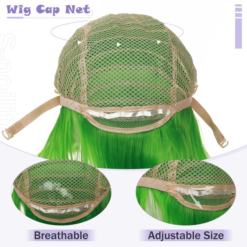 S-noilite Unisex Short Green Wig Women Men's Short Layered Fluffy Spiky Wigs with Bangs Straight Synthetic Hair Full Wigs for Halloween Cosplay Costume Comic-cons Anime Party Green - Image 5